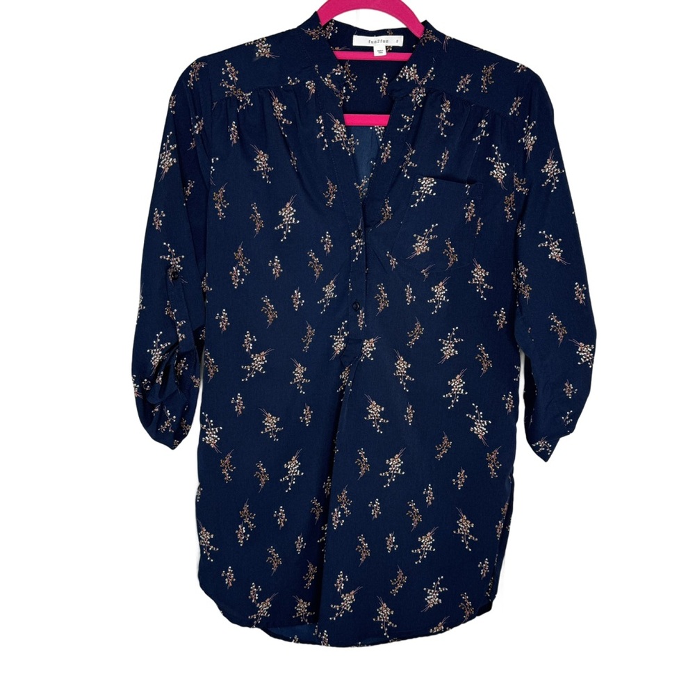 2 for $25 Fun2Fun Navy Popover Blouse